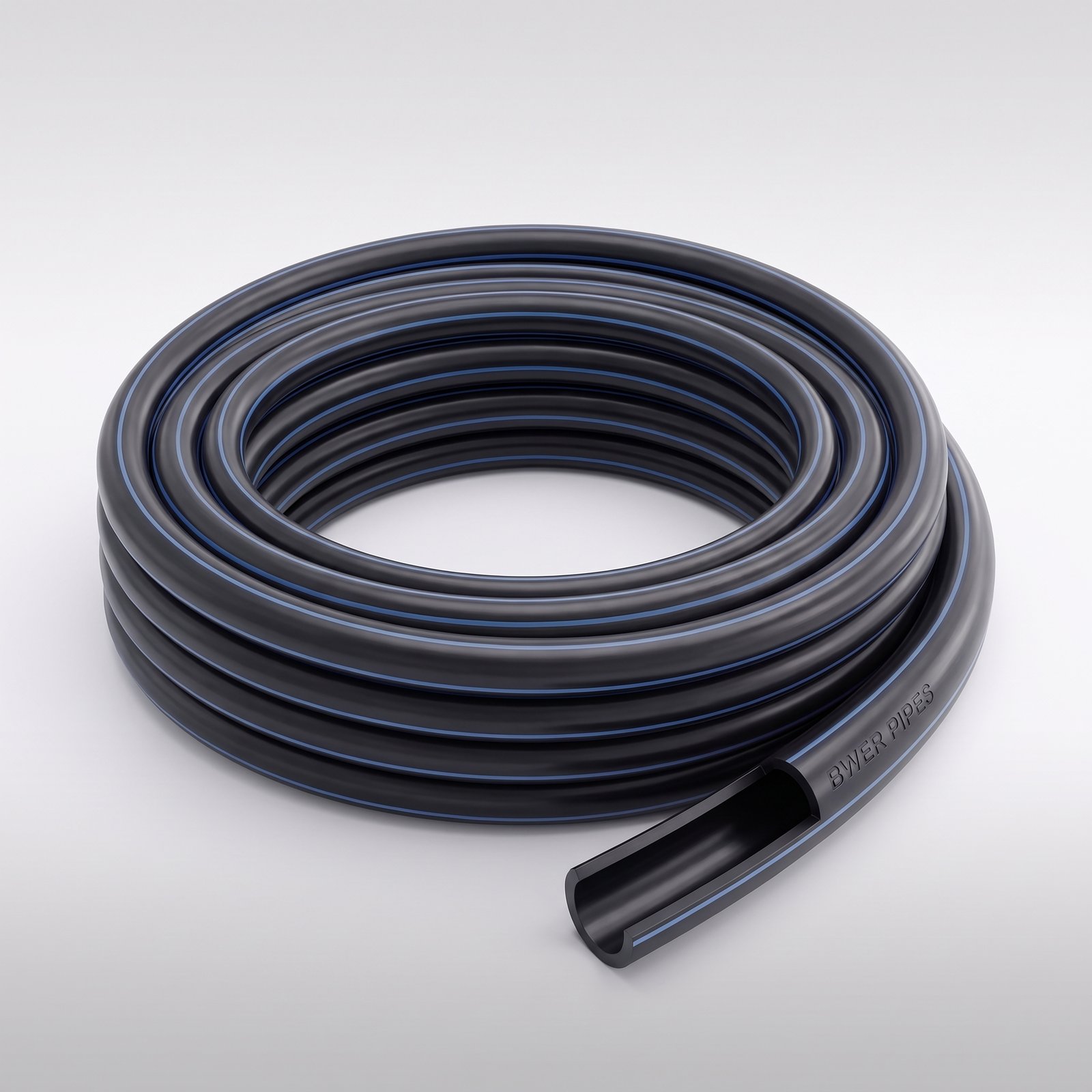 Single Layer Black PE100 Polyethylene (HDPE) coiled pipe rolls Bwer Pipes Iraq
